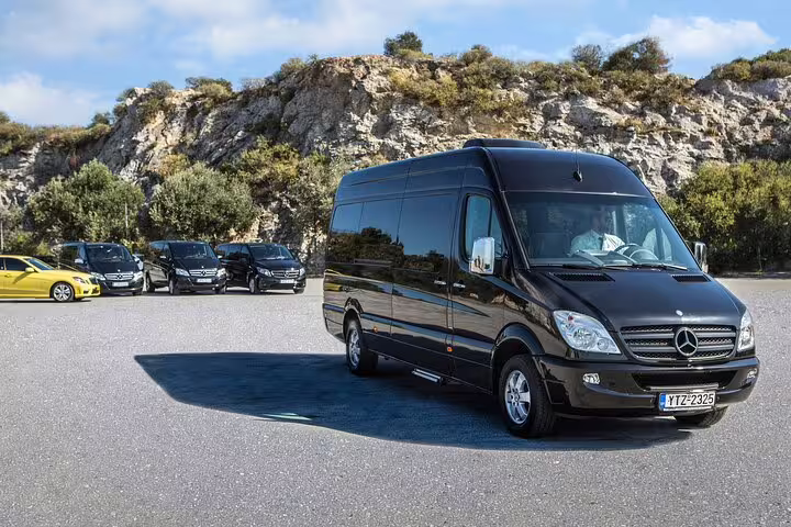 Executive Mercedes minibus for Lavrio Port or hotel to Athens Airport private transfer with professional driver