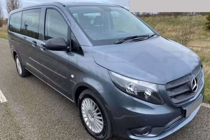 Gray Mercedes-Benz minivan for private airport transfer service to Reykjavik