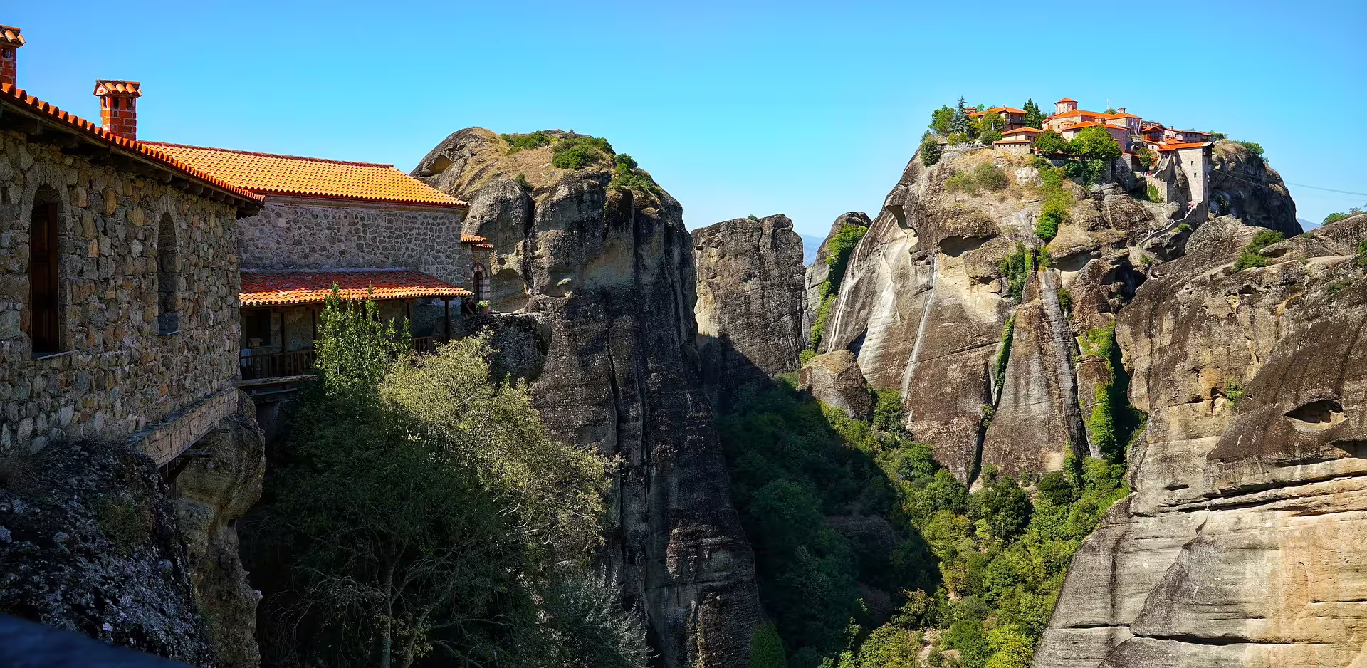 Meteora monasteries on towering rock pillars near Kalambaka, highlight of 2-day private tour from Athens