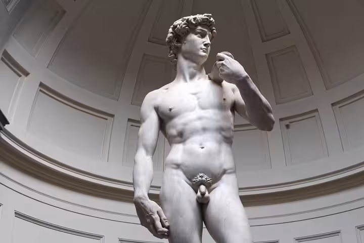 Michelangelo's David stands majestically in the Accademia Gallery, a highlight of the combo tour.