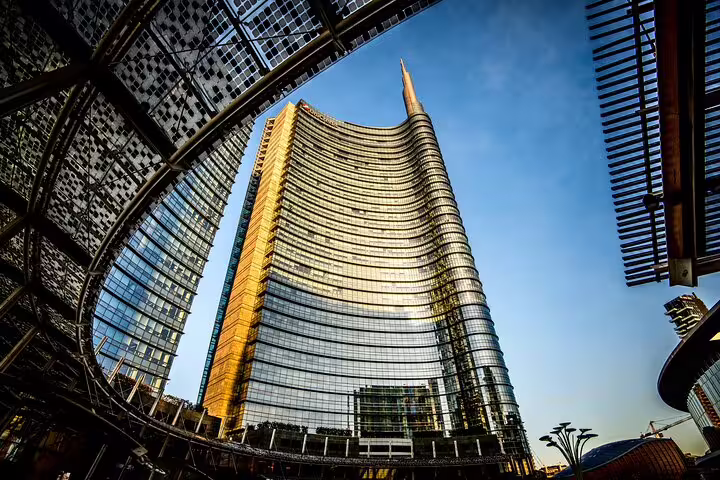 Modern skyscraper in Milan's Porta Nuova district, showcasing contemporary architecture on a 2-hour private city tour.