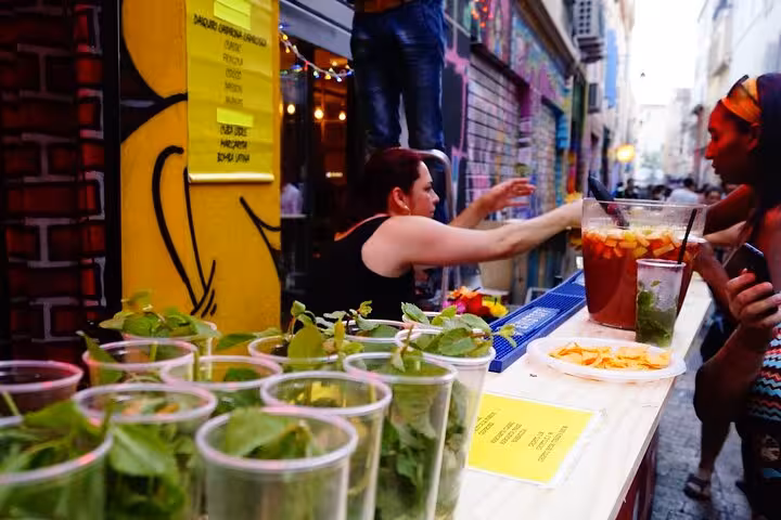 Refreshing mint drinks and street bar scene in Cours Julien, Marseille, on a guided food and market tour