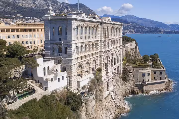 Oceanographic Museum of Monaco perched on a cliff overlooking the Mediterranean Sea