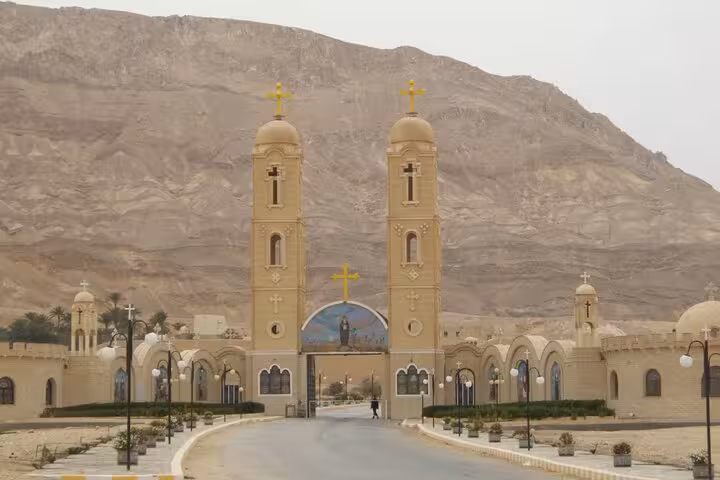 Entrance of Monastery of Saint Paul the Anchorite in Eastern Desert, Egypt, visited on guided day trip from Hurghada