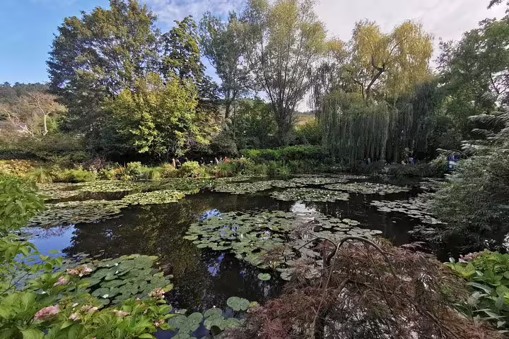 Monet’s water lily pond in Giverny with willows and reflections, highlight of Auvers-sur-Oise private tour