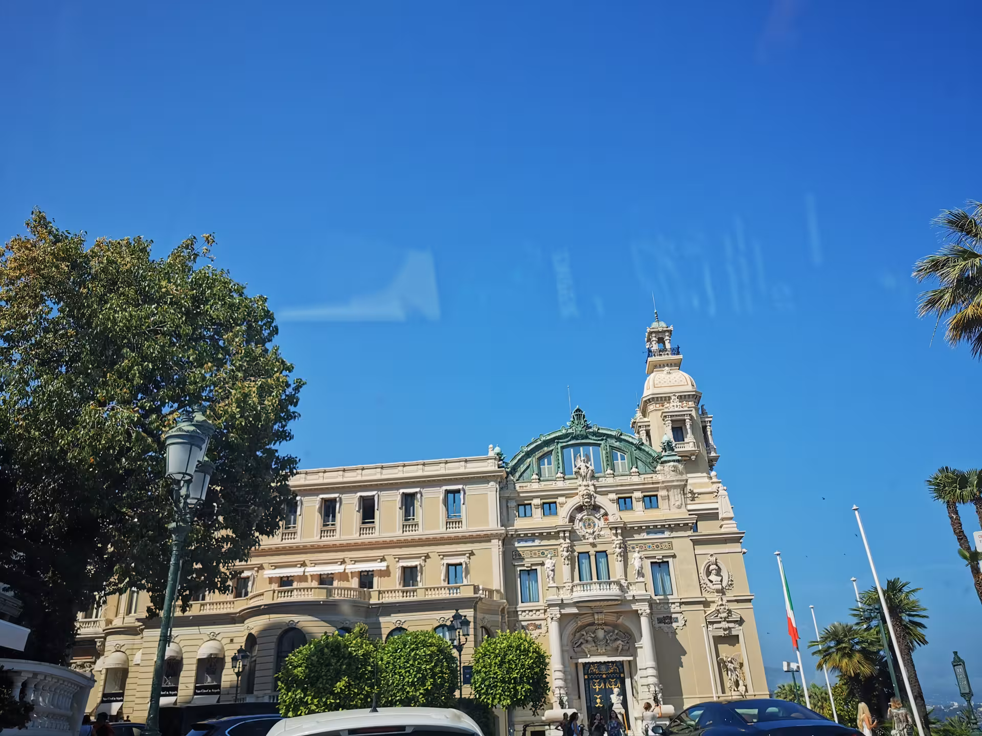 Monte Carlo Casino in Monaco under blue sky, highlight stop on Marseille shore excursion to Nice, Eze and Monaco