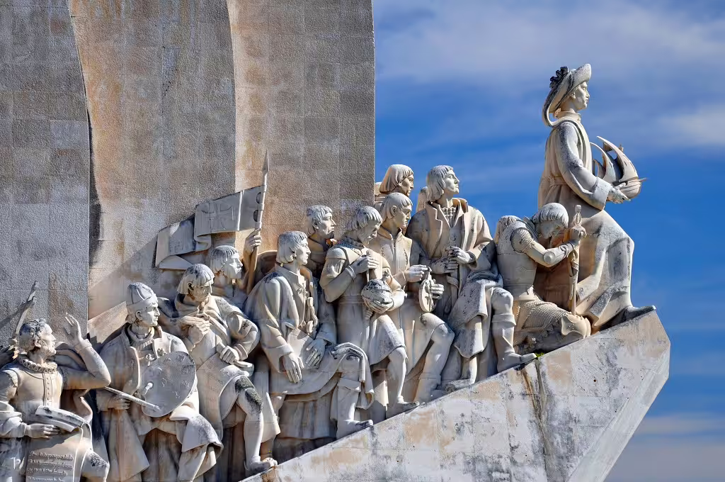 Monument to the Discoveries in Lisbon, Portugal, showcasing explorers and navigators, a highlight of North and South self-drive tours.