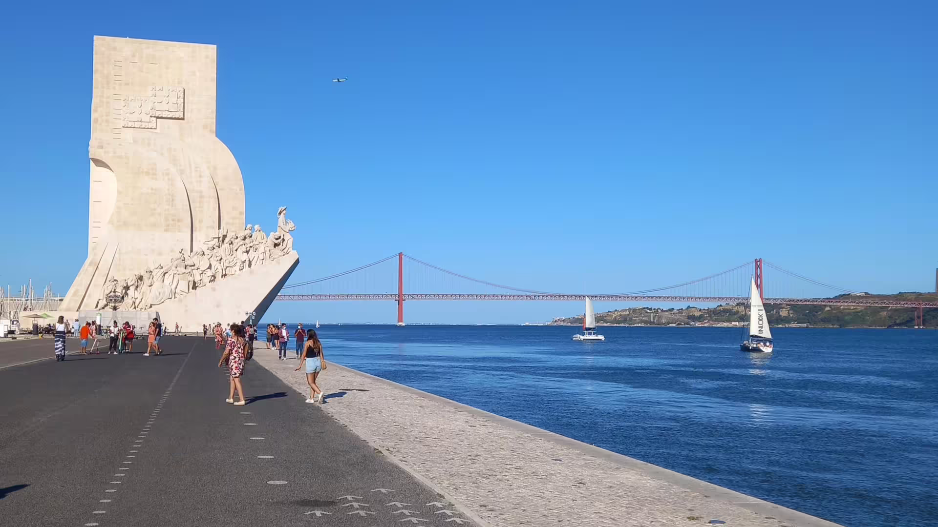 Monument of Discoveries and Tagus River on the Belem Coast Road to Sintra tour, Lisbon sightseeing.
