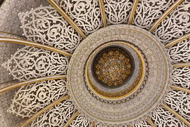 Intricate Moorish architectural ceiling detail in Sintra, highlighting cultural richness on a private jeep tour.