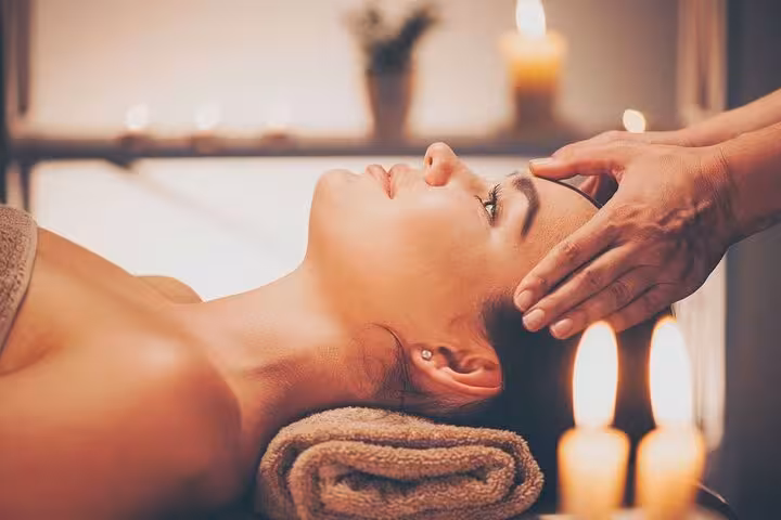 Soothing head massage at Hurghada Moroccan bath spa with sauna, jacuzzi and candlelit relaxation