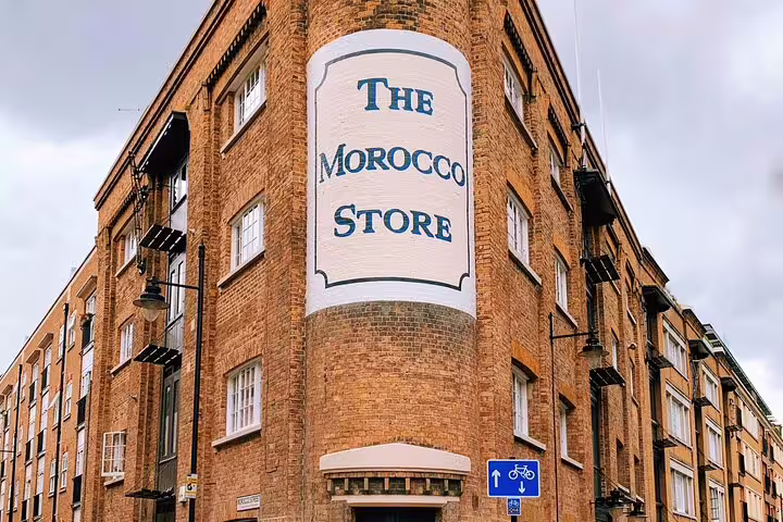 The Morocco Store brick building corner facade in Bermondsey, London