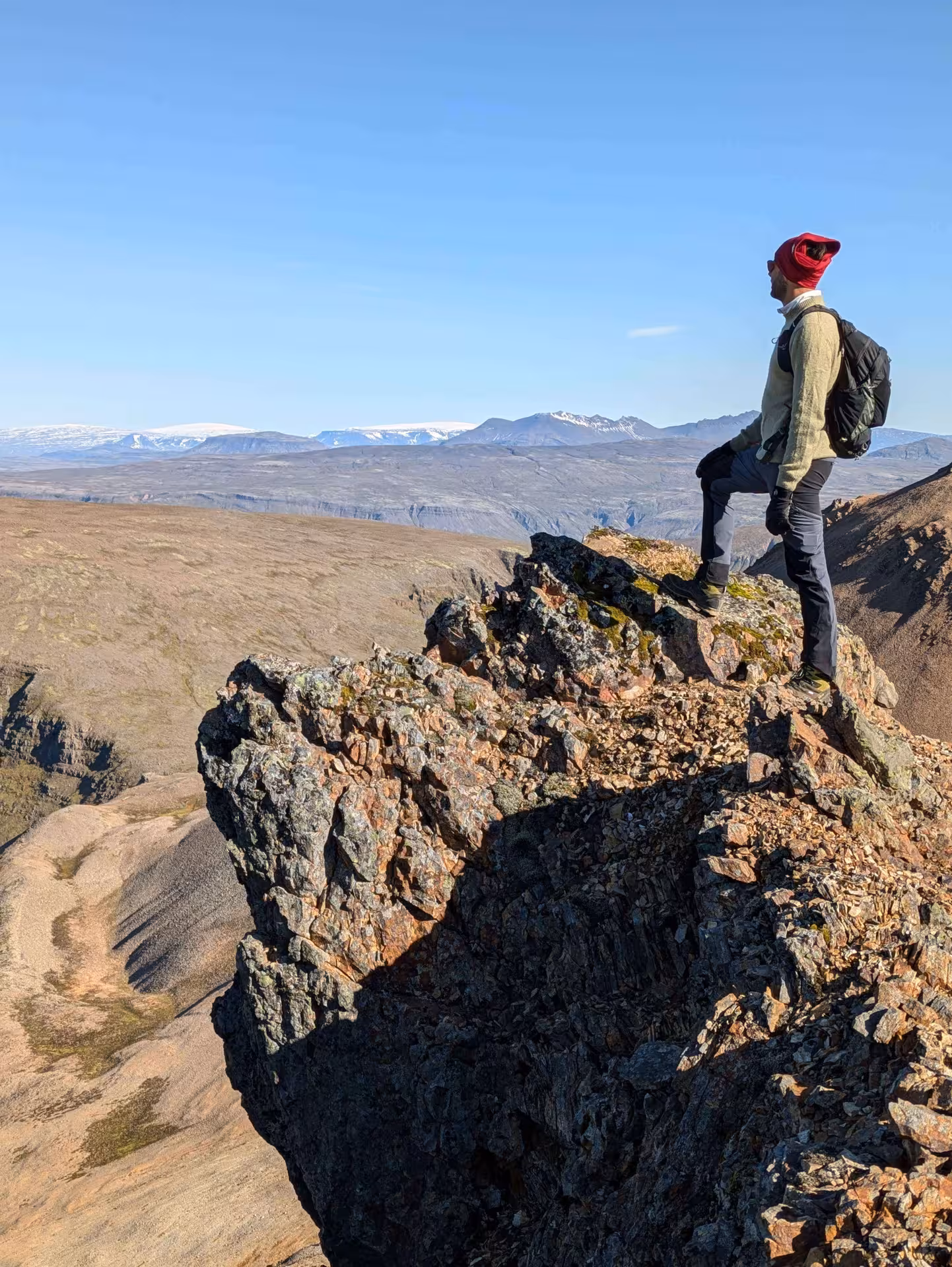 Admiring the view from the knife's edge