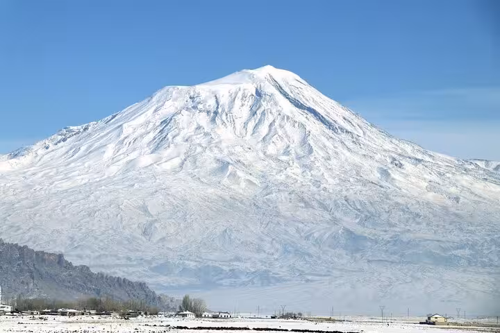 Snow-capped Mount Ararat view from Dogubeyazit on an all-inclusive private guided tour with scenic stops