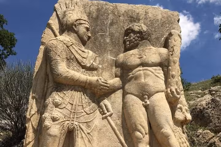 Close-up of Arsameia relief at Kahta, a key stop on the Mount Nemrut Commagene 2-day 1-night Istanbul flight tour
