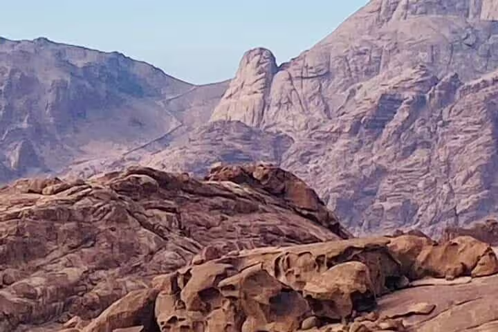 Panoramic Sinai mountains view on Mount Sinai sunrise hike from Sharm El Sheikh to St Catherine Monastery