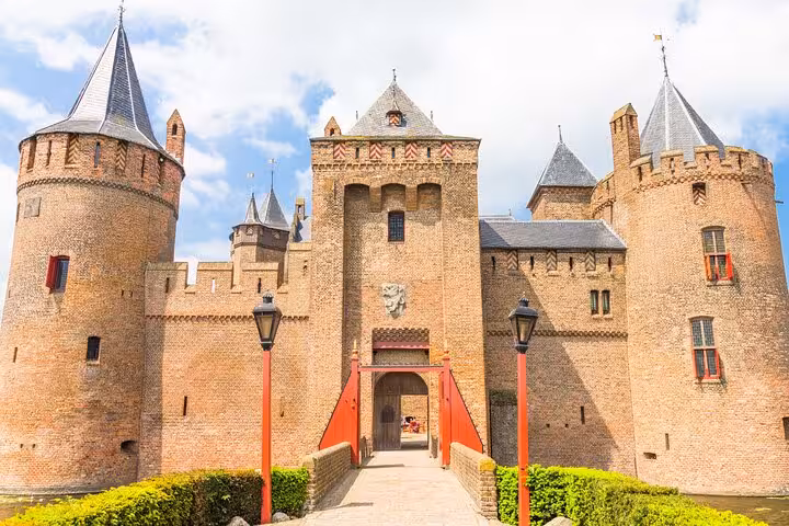 Muiderslot Castle entrance and towers near Amsterdam, visited on a private tour with Kinderdijk and Gouda