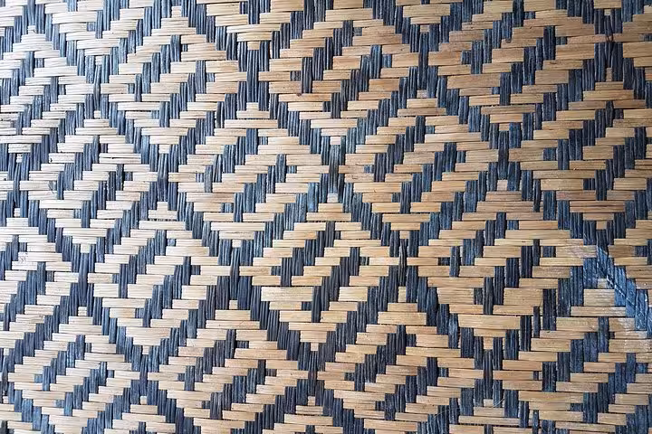 Close-up of Amazonian indigenous basket weave pattern seen at MUSA museum transfer in Manaus, Brazil