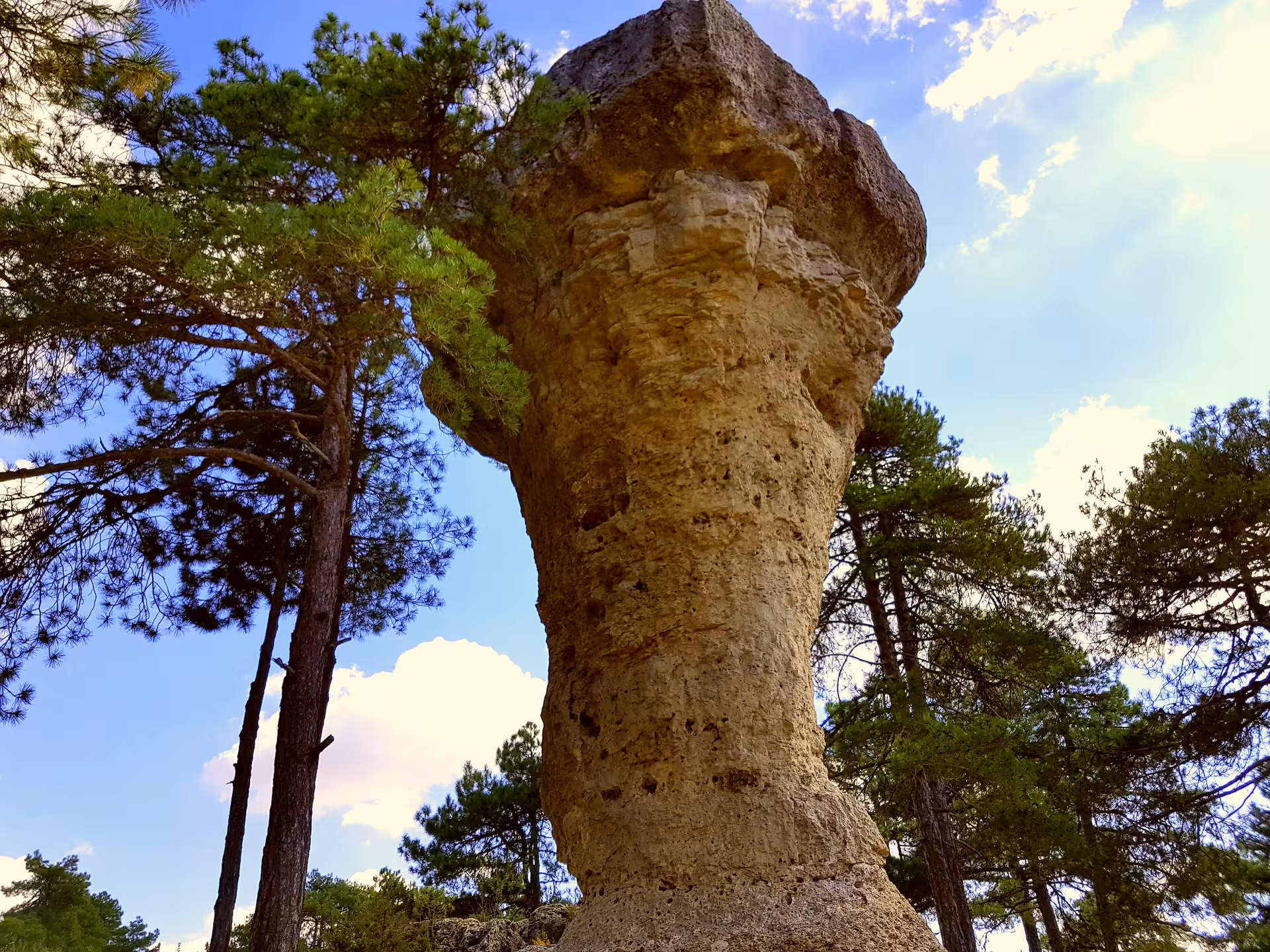 Mushroom-shaped limestone rock at Ciudad Encantada, a highlight on the Cuenca day tour from Madrid