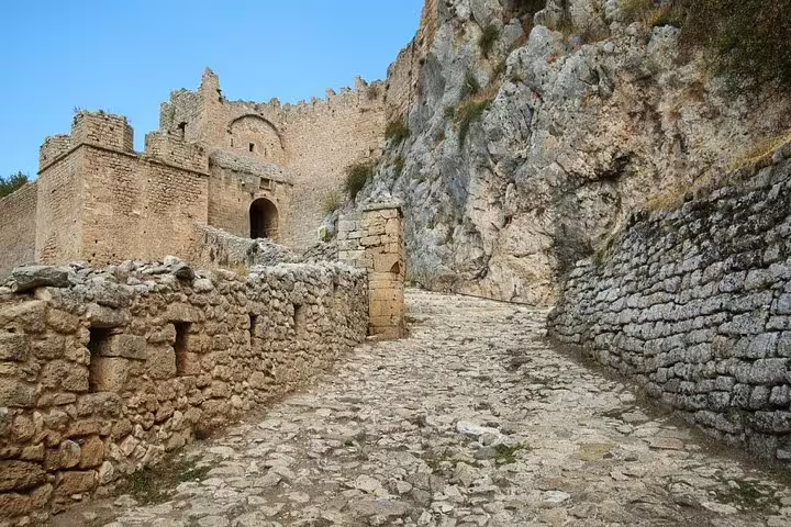 Stone path to Mycenae citadel ruins on a private full-day Athens tour including Epidaurus and Nafplio