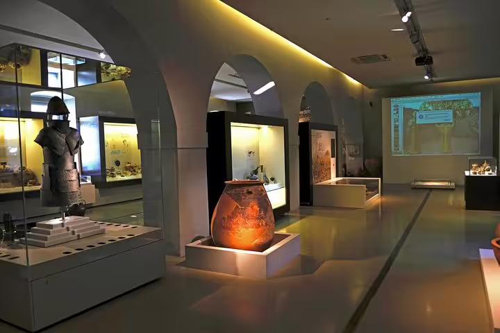 Mycenae museum gallery with artifacts and exhibits, included on Epidaurus Mycenae Nafplio small-group tour
