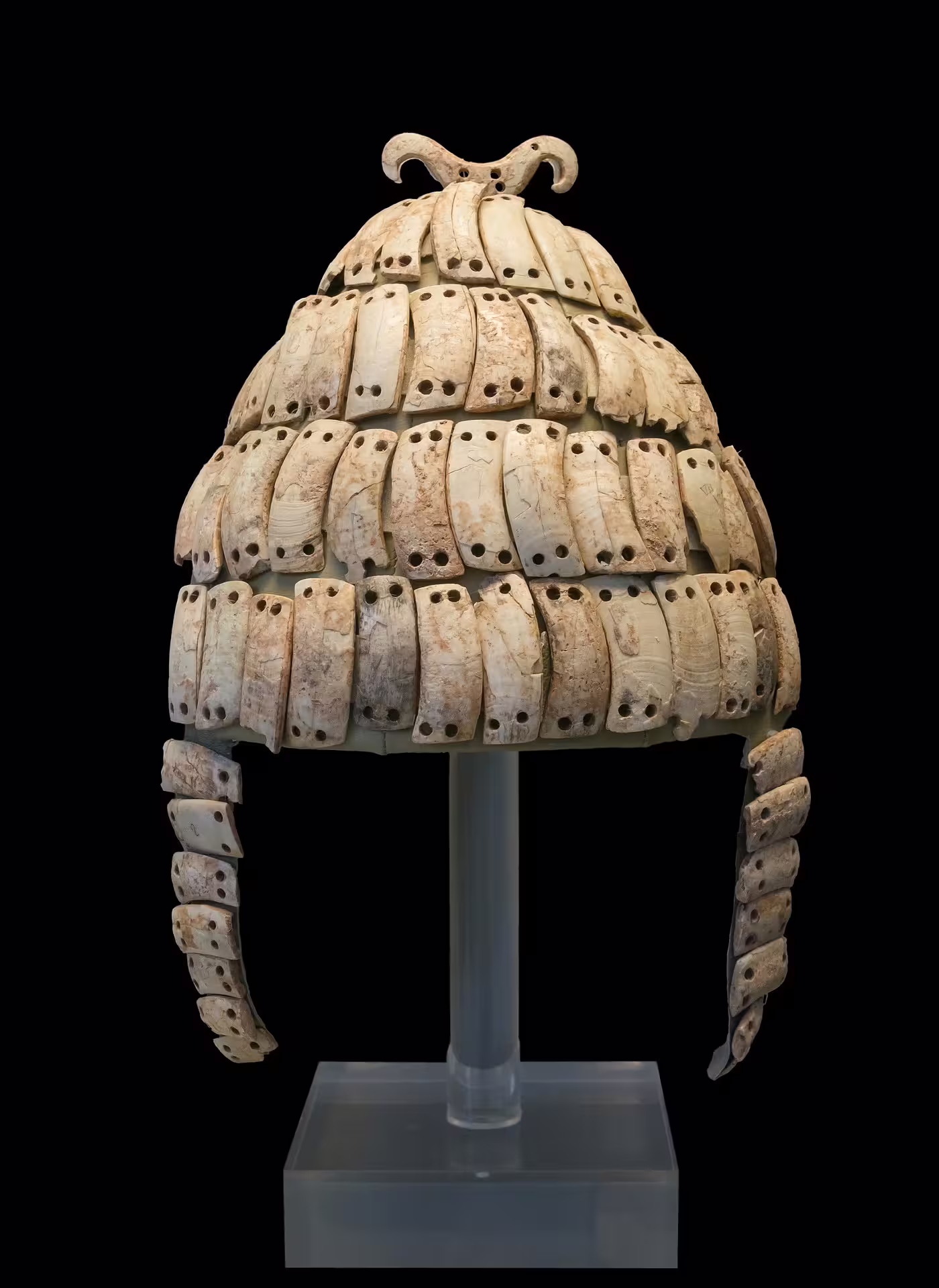 Mycenaean boar’s tusk helmet exhibit, a highlight on a private Mycenae and Ancient Corinth tour from Athens