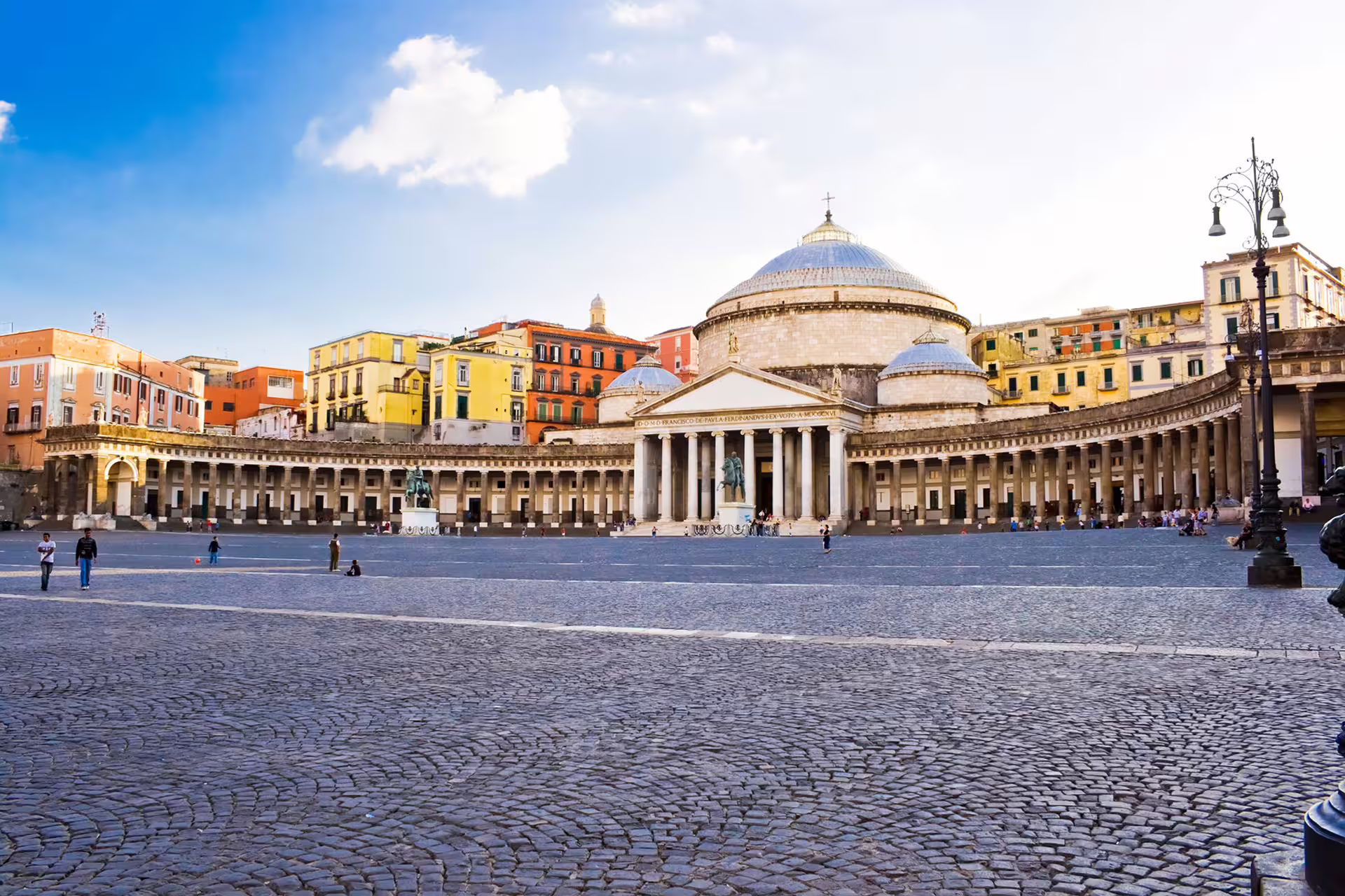 Piazza del Plebiscito and Basilica of San Francesco di Paola on a Naples daylight city walking tour