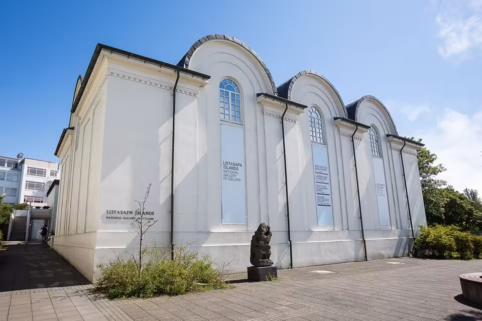 National Gallery of Iceland Listasafn Islands white building exterior on Reykjavik private city tour