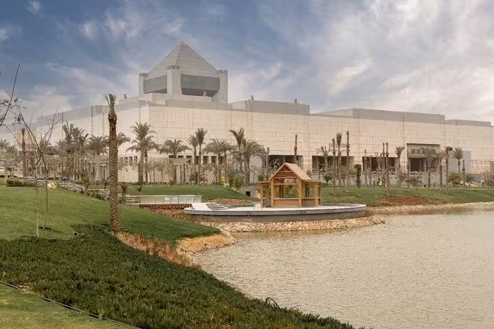 Exterior of the National Museum of Egyptian Civilization in Cairo by the lake, stop on Citadel and Old Cairo day tour