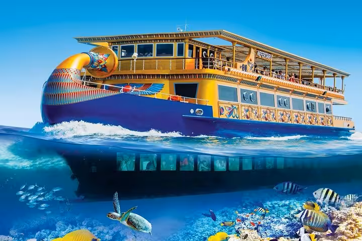 Nefertari semi-submarine snorkeling cruise from Makadi with pickup, viewing Red Sea coral reef and fish