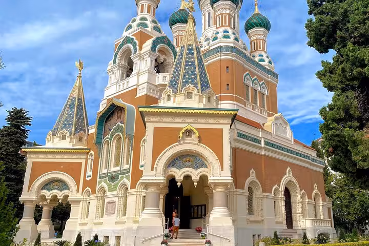 Stunning cathedral with ornate architecture in Nice, France, featuring intricate details and vibrant colors, perfect for sightseeing.