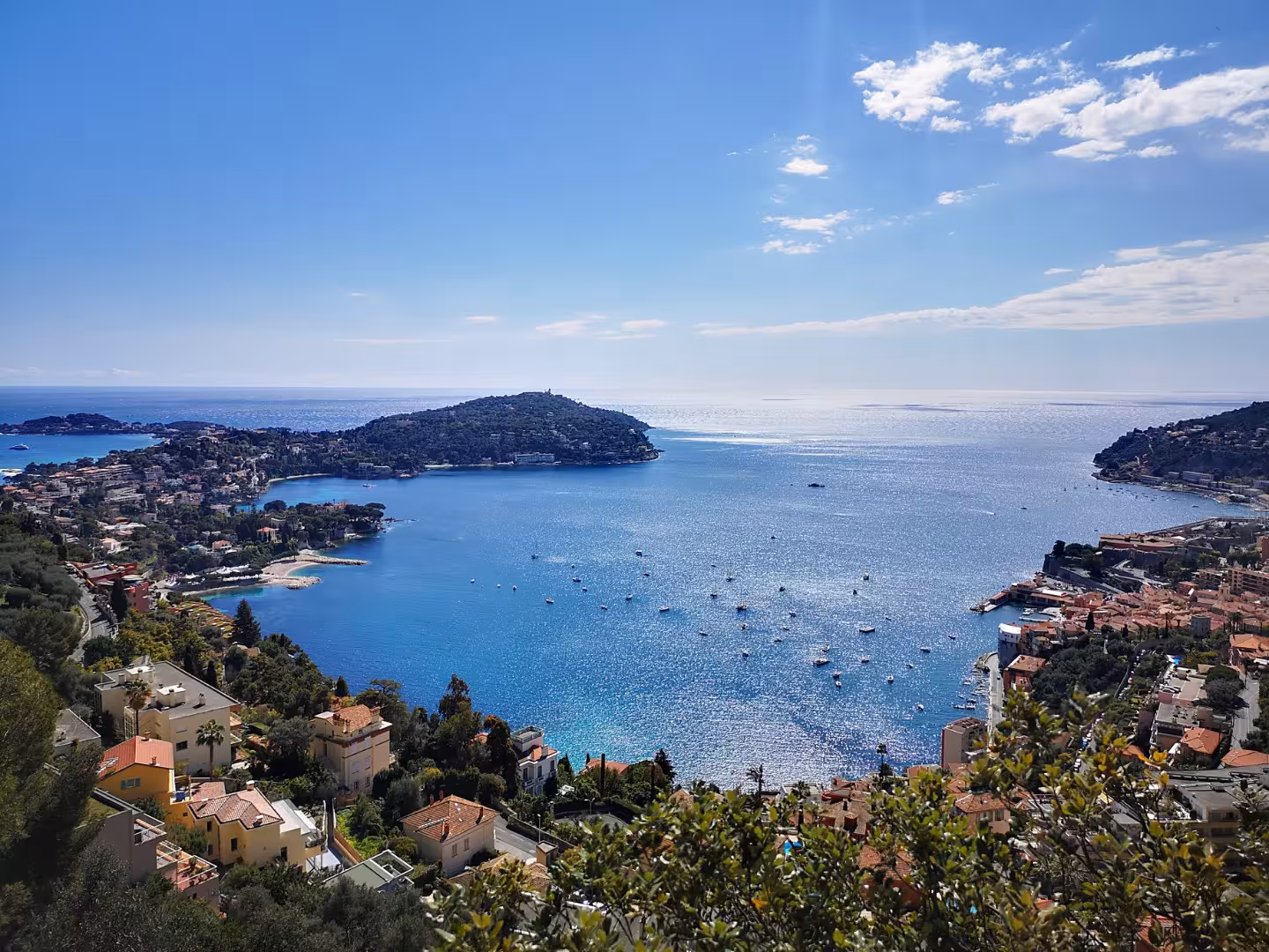 Panoramic Nice coastline and bay from hilltop viewpoint, a highlight on private Marseille shore excursion to Monaco