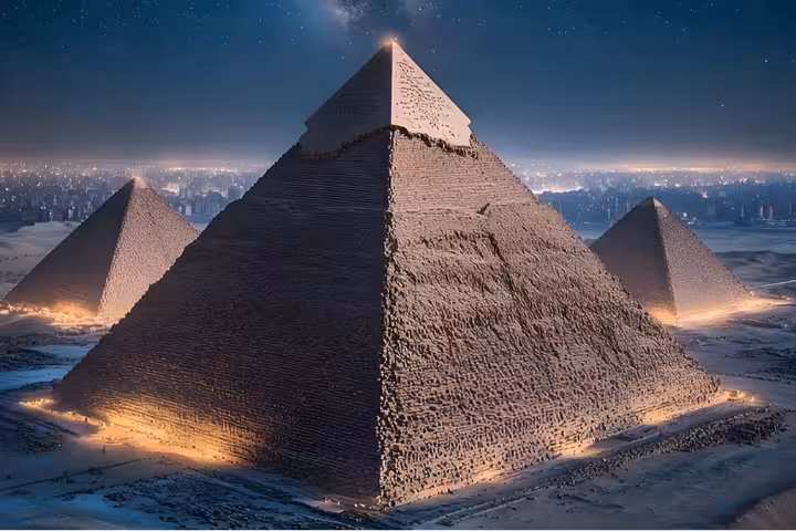 Pyramids at night