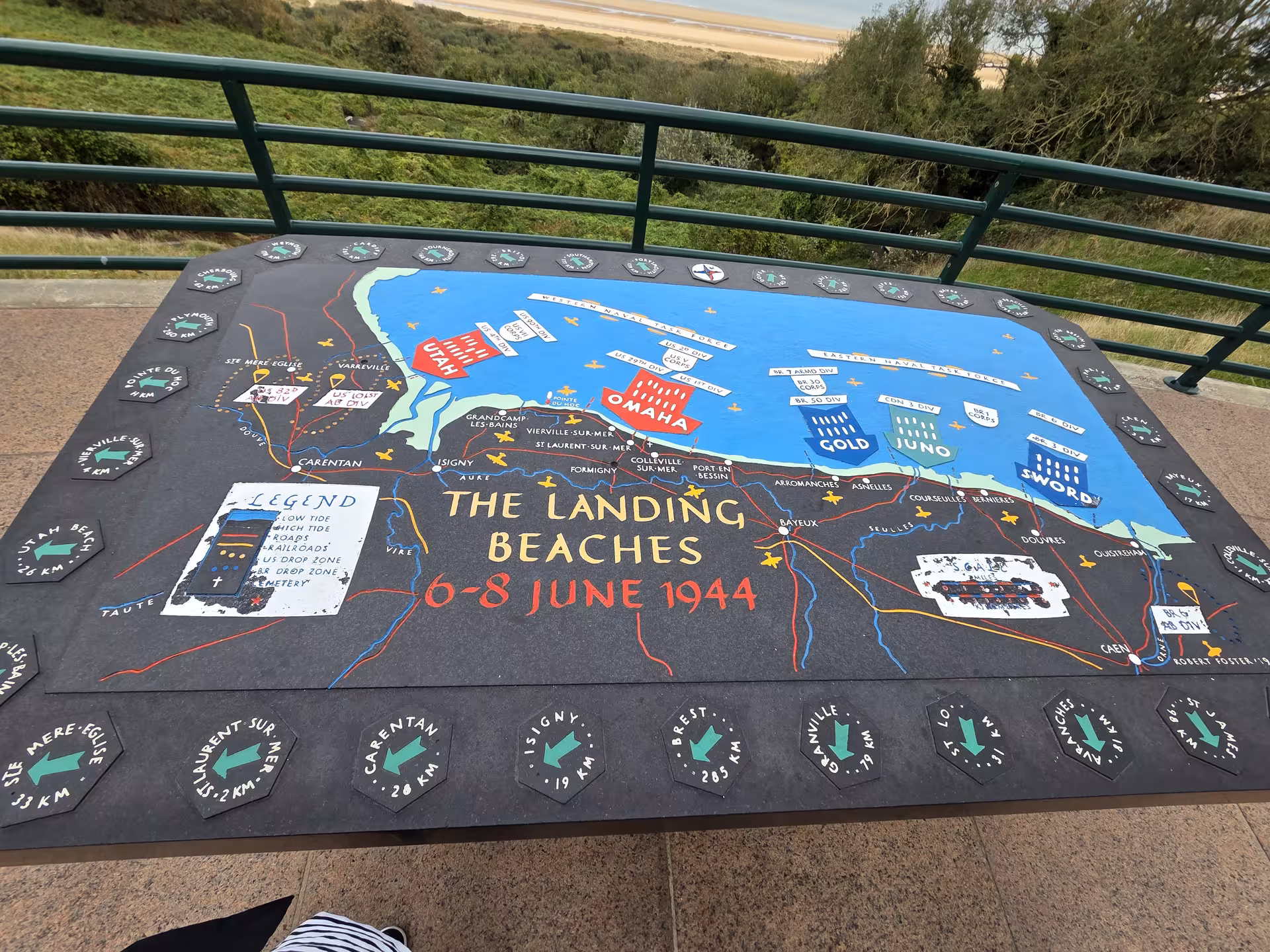 Detailed map of Normandy D-Day landing beaches June 6-8 1944 Utah Omaha Gold Juno Sword