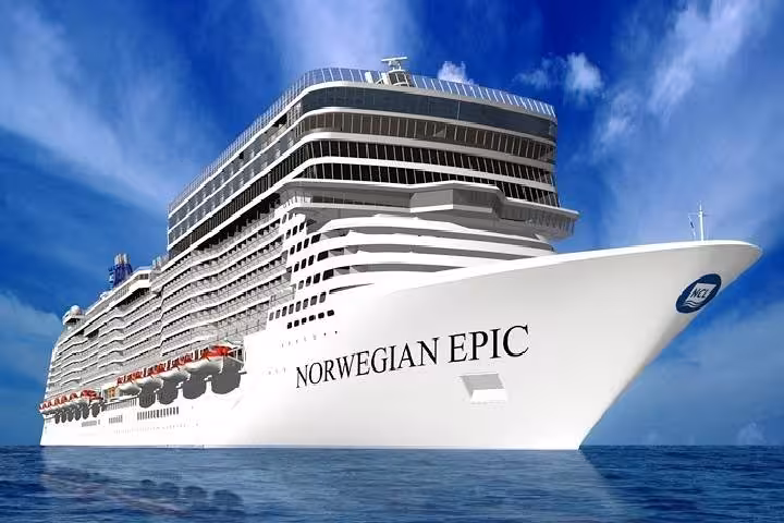 Norwegian Epic cruise ship sailing on calm blue ocean waters