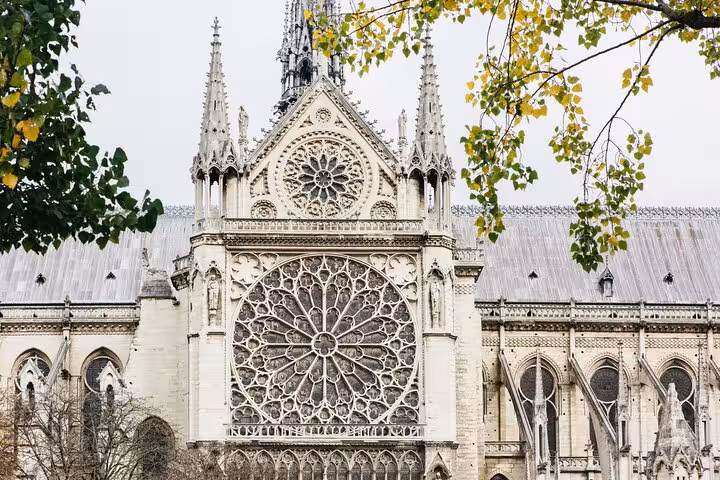 Close-up of Notre Dame Cathedral rose window, perfect stop on a kid-friendly Paris outside guided tour