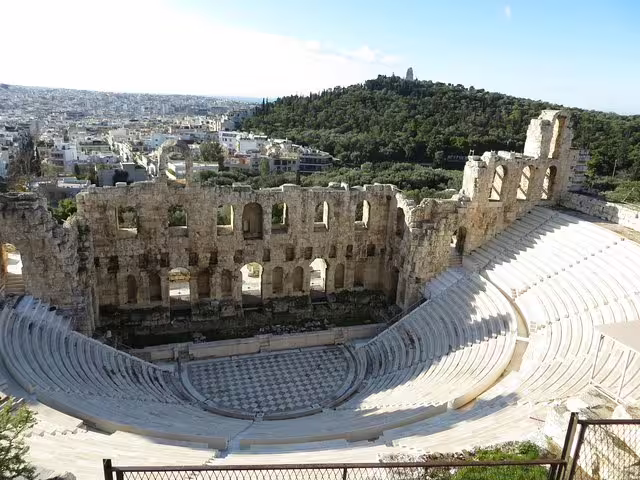 Panoramic Odeon of Herodes Atticus at the Acropolis, highlight stop on Athens private walking tour from Plaka
