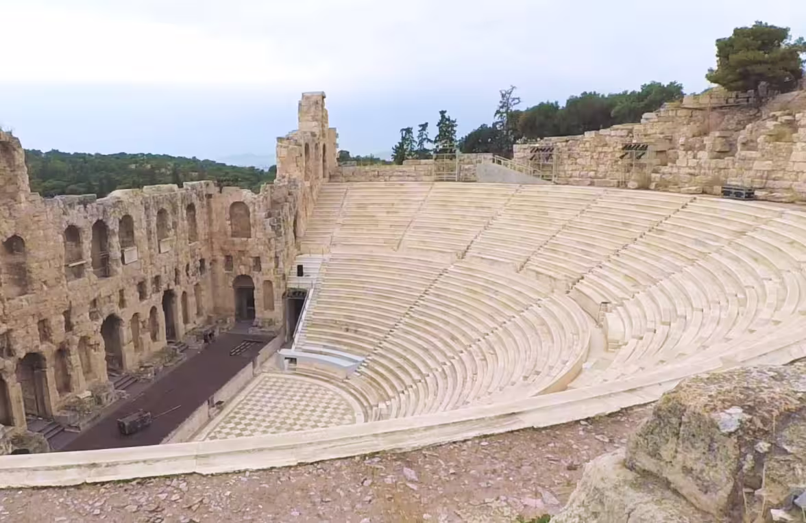 Odeon of Herodes Atticus amphitheater below the Acropolis, a highlight on Athens Acropolis guided tour