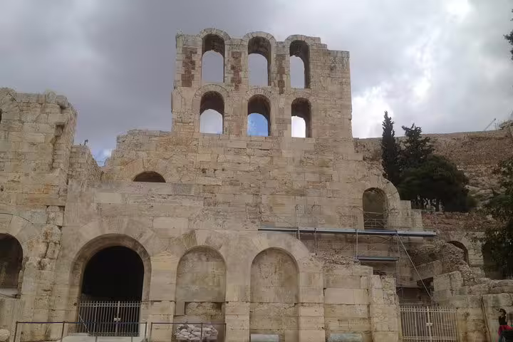 Ancient Odeon of Herodes Atticus ruins below the Acropolis on a private Athens city tour with skip-the-line entry