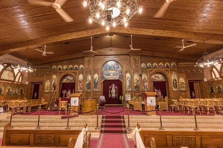Historic Old Cairo church interior with icons and altar, a highlight on Egyptian Museum, Citadel and Old Cairo tour