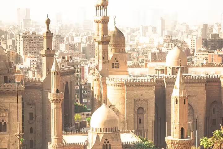 Panoramic Cairo skyline with Citadel mosques and minarets, highlight of an Old Cairo and Citadel private tour