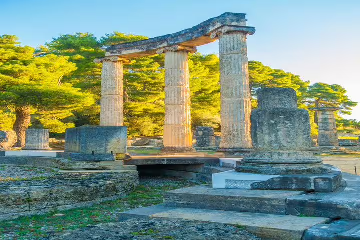Ancient columns at the Archaeological Site of Olympia, Greece, highlight of an Olympia full day tour