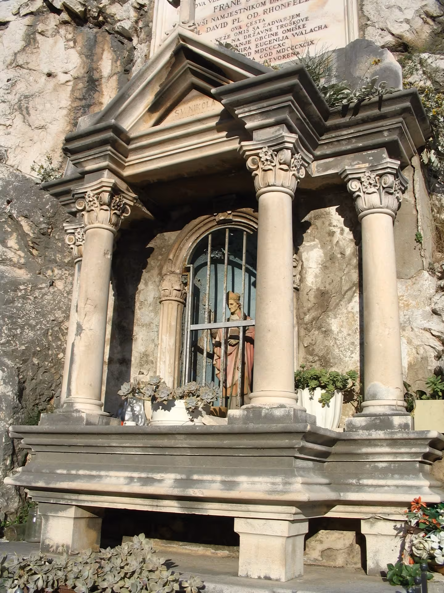 Historic stone shrine carved into Omiš cliffside, cultural stop on Pirates of Omiš & Garage Wine Tasting adults only