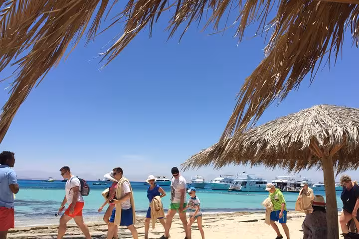 Guests arriving on Orange Bay island day trip from Hurghada, Sahl Hasheesh, Makadi and Soma Bay, Red Sea
