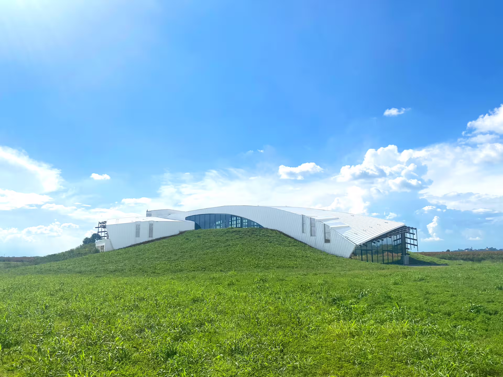 Modern organic winery near Turin in Piedmont countryside, stop on wine tour with cellar visit and tasting