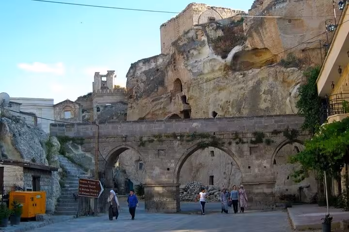 Ortahisar Castle caves and stone arches in Cappadocia, a stop on the Undiscovered Full Day Private tour