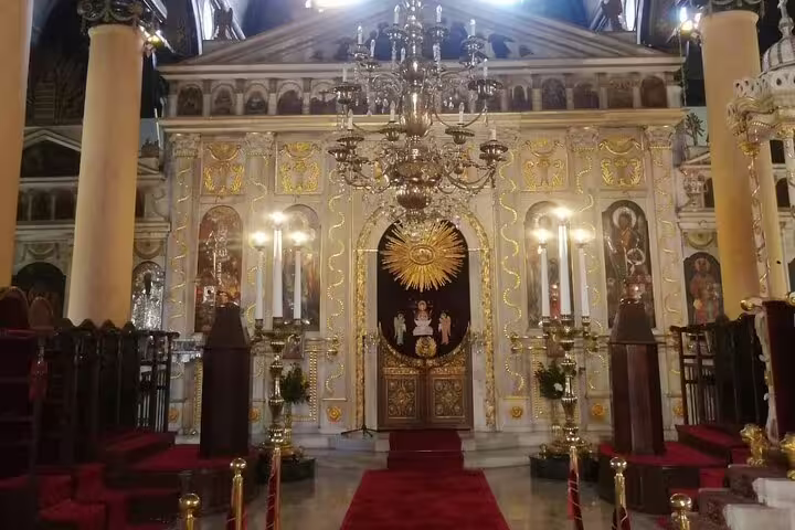Ornate Orthodox church altar in Istanbul with icons and chandeliers on 10-day Revelation tour