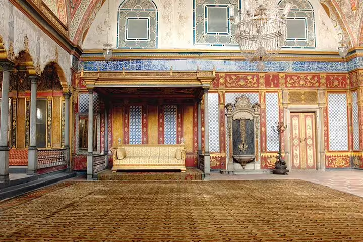 Opulent Ottoman palace hall in Istanbul, visited on Turkey Glories 11-day private small group tour