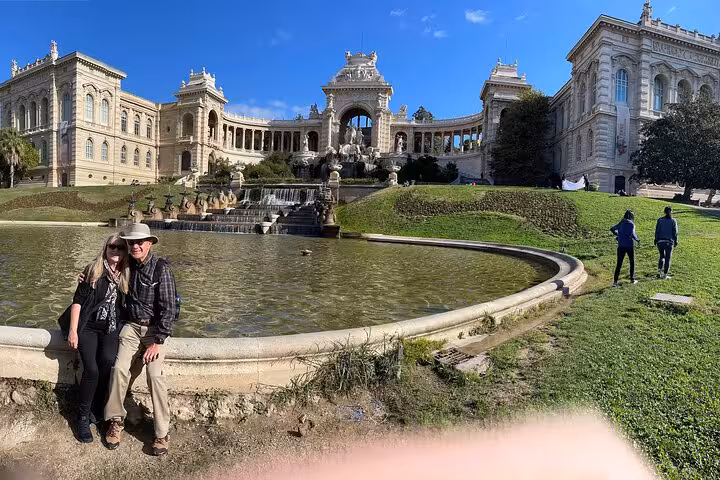 Palais Longchamp fountain and gardens in Marseille, highlight of a private Cassis and Marseille city tour
