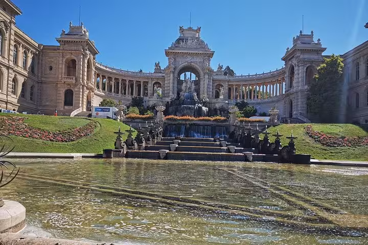 Palais Longchamp fountain and colonnades in Marseille on a shore excursion city sightseeing tour from port