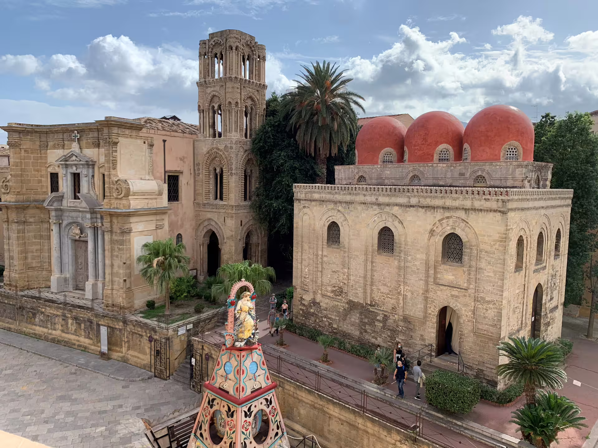 View of San Cataldo and Santa Maria dell’Ammiraglio churches in Palermo on Monreale, Monte Pellegrino and Mondello tour